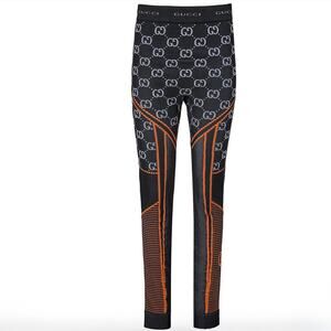 Gucci GG Jacquard Logo Leggings Orange Black NWT Size M